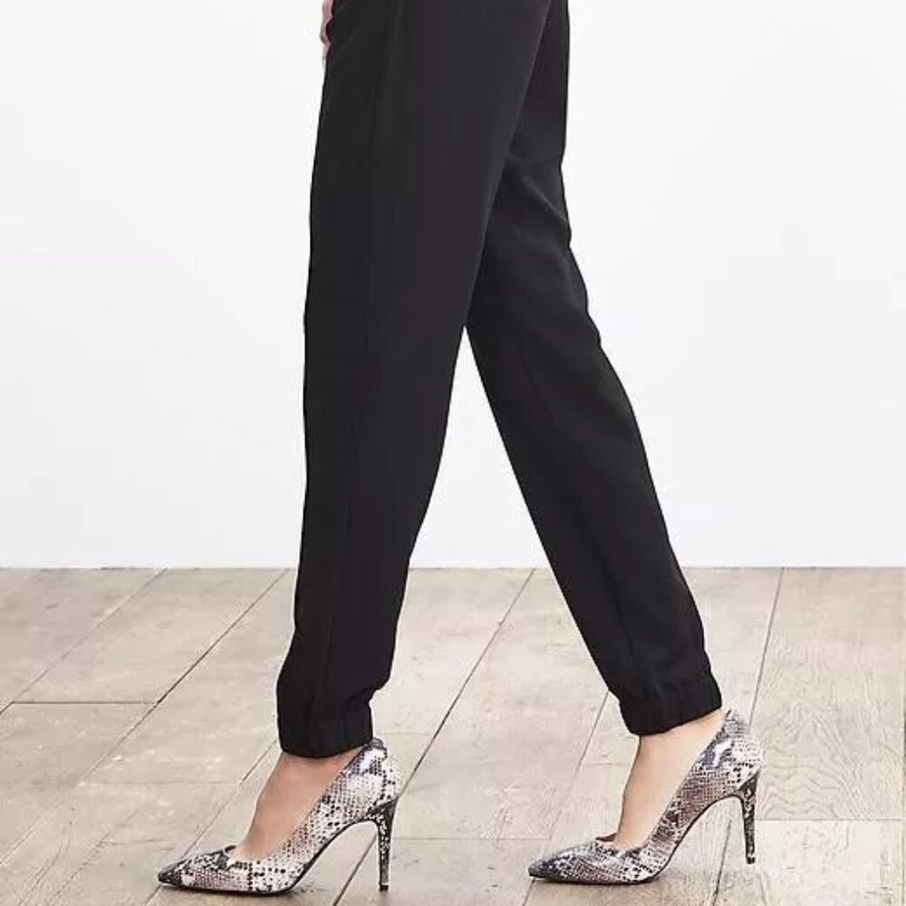 BR Pants Womens Black Pull On Dress Pants Jogger Preppy 2P 2 Petite